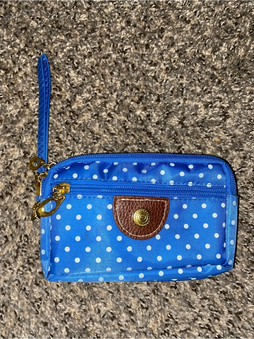 Blue Polka Dot Wristlet Wallet